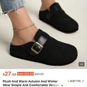 Black Women's Slip-On Clogs Fur Lining